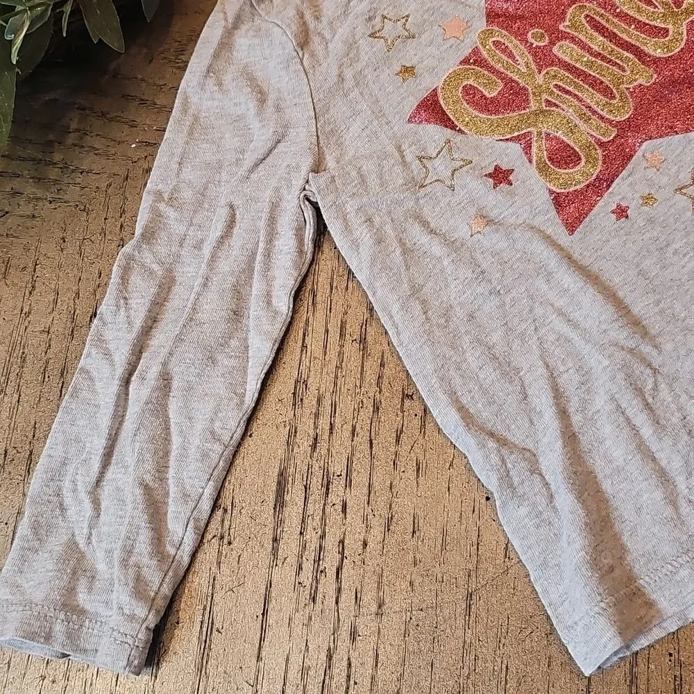 Gymboree Gray Long Sleeve Tee with Pink Star Design 2T